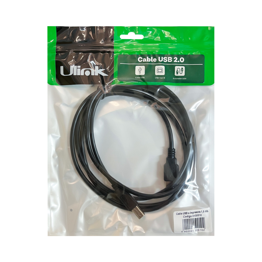 Cable USB 2.0 A-B Impresora 1.8 mts. - Imagen 3