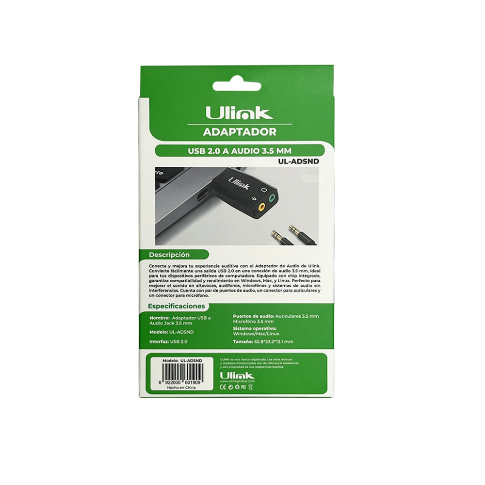 Adaptador USB 2.0 A Audio 3.5 mm - Imagen 3