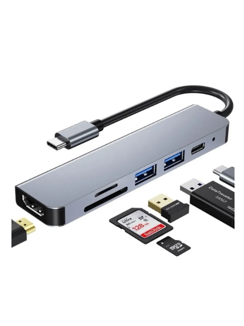 Hub Adaptador Usb-C 6 En 1