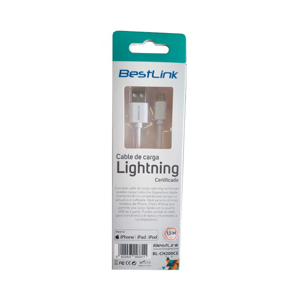 Cable Lightning de 2,4Amp certificado MFI iPhone 1,5 - Imagen 3