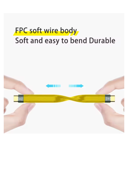 Cable USB C corto de carga rápida 5A PD 100W Amarillo - Imagen 2