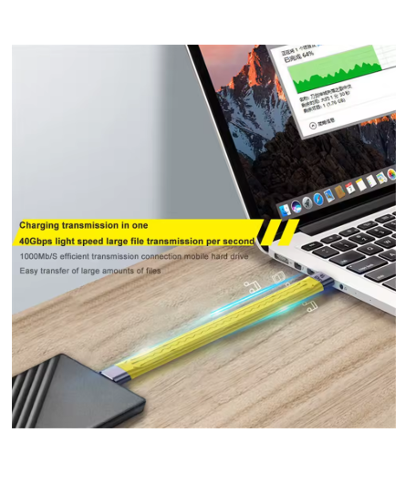Cable USB C corto de carga rápida 5A PD 100W Amarillo - Imagen 3
