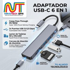 Adaptador Multipuerto USB C 6 en 1