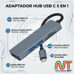 Adaptador Multipuerto USB C 5 en 1
